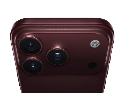 Main camera variable aperture lens featured on iPhone 18 Pro in Burgundy.